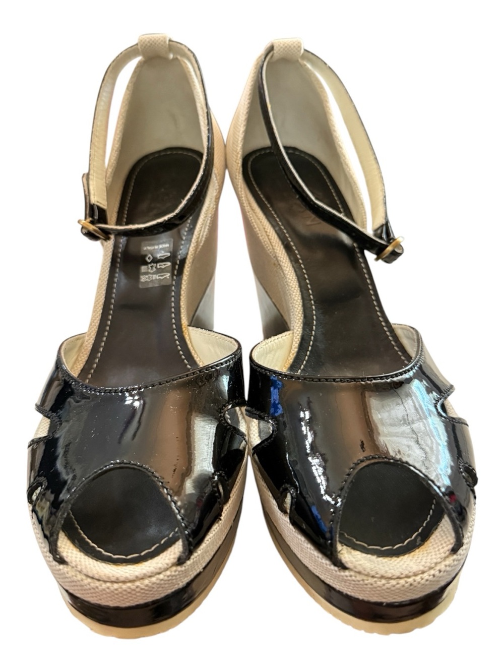 Hogan Block Sandal Ankle Strap Black Ivory EU 39 US 8 NIB